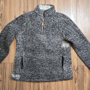 KATYDID Sherpa Fleece Quarter‎ Zip Pullover Gray Tie Dye Casual Cozy Sweatshirt